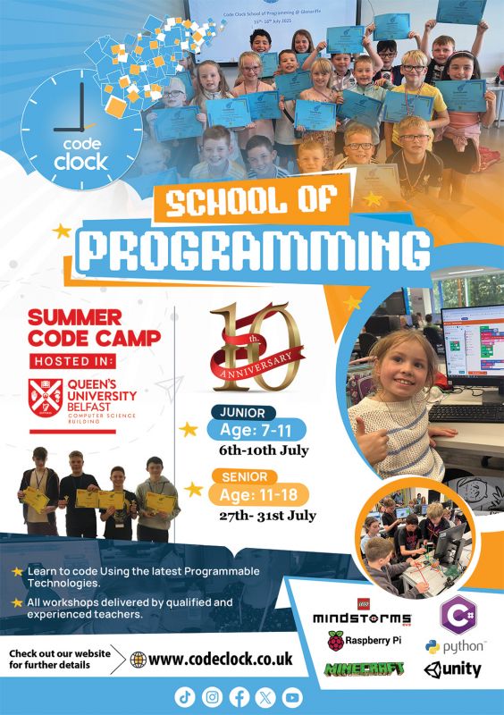 Code Clock Junior Summer School, 6th–10th July 2026 -